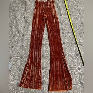 urban outfitters orange velvet flare leg pants xs